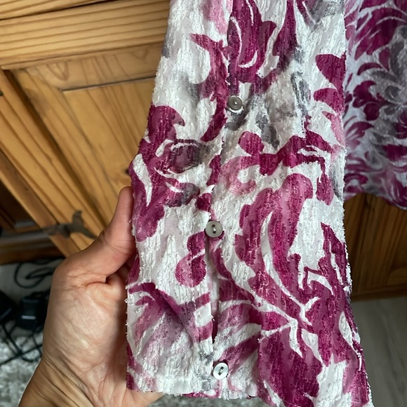 ALFRED DUNNER Pink, Gray & White Design 3/4 Sleeve Top Size 16 - Picture 4 of 10